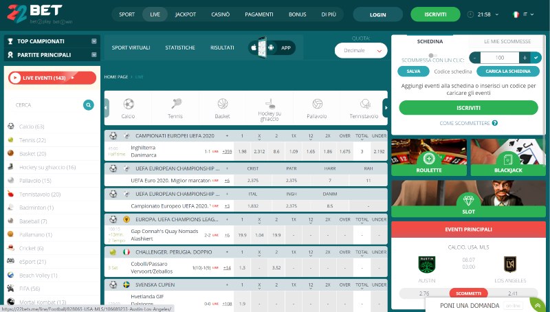 22bet homepage