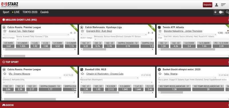 888Starz scommesse mobile