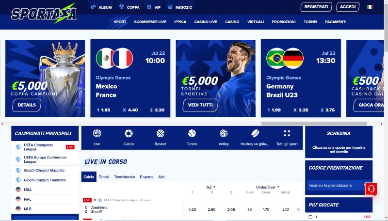 Sportaza homepage