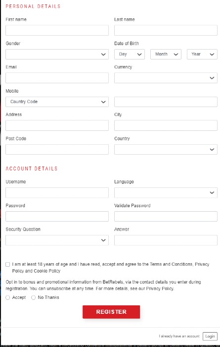Betrebels registrazione
