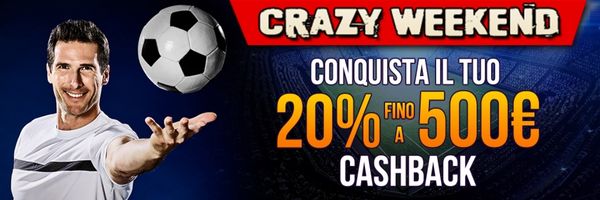 Crazy Weekend fino a 500 € di cashback con 18bet Crazy weekend 18bet